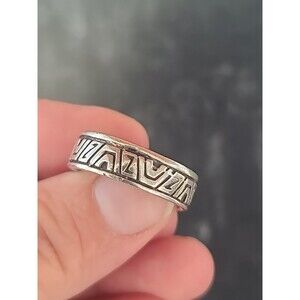925 Sterling Silver Bohemian Band Ring, Size US 9.25 Vintage